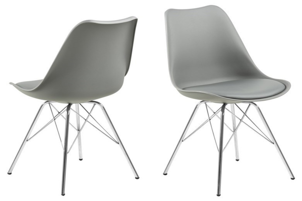 Levně Dkton Designová židle Nasia světle šedá chromová